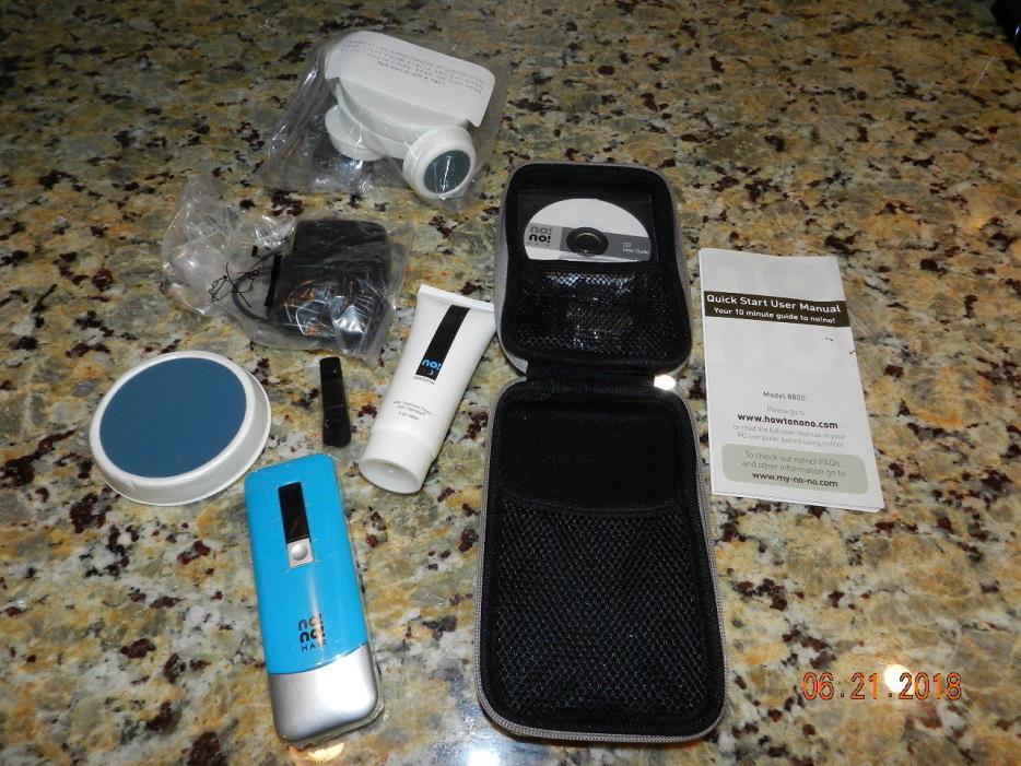 NEW! NO NO HAIR REMOVER KIT BLUE with Case, Power supply
