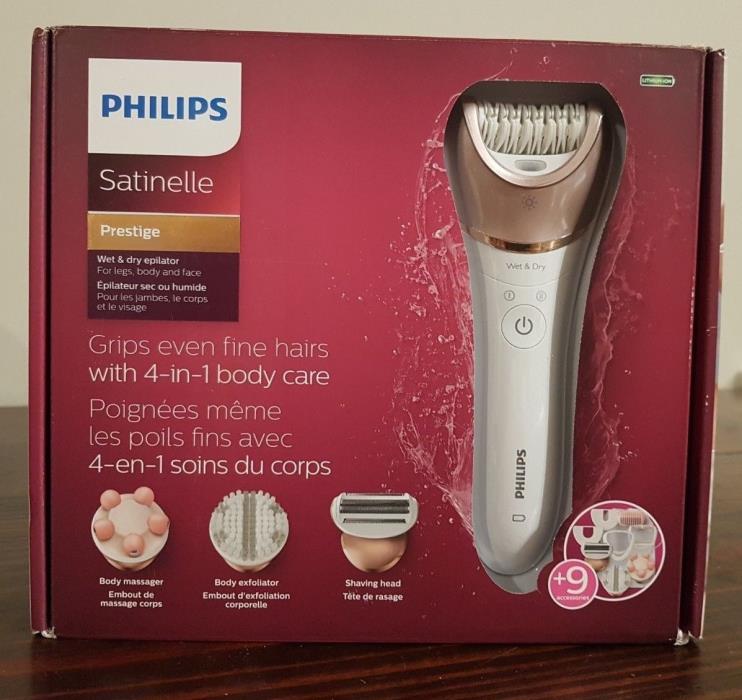 Philips Satinelle Prestige Epilator Wet/Dry Electric Hair Removal BRE648 OpenBox