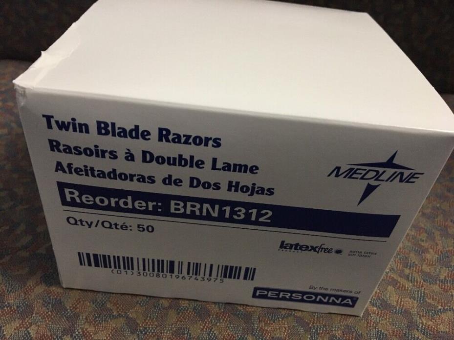 Medline Twin Blade Facial Razors, Blue, Disposable  - BRN1312 - 50pcs