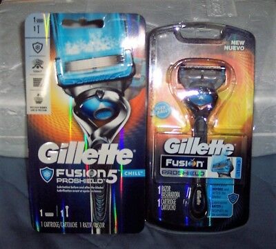 2 GILLETTE FUSION FUSION5 PROSHIELD CHILL RAZORS W/ FLEX BALL, PRECISION TRIMMER