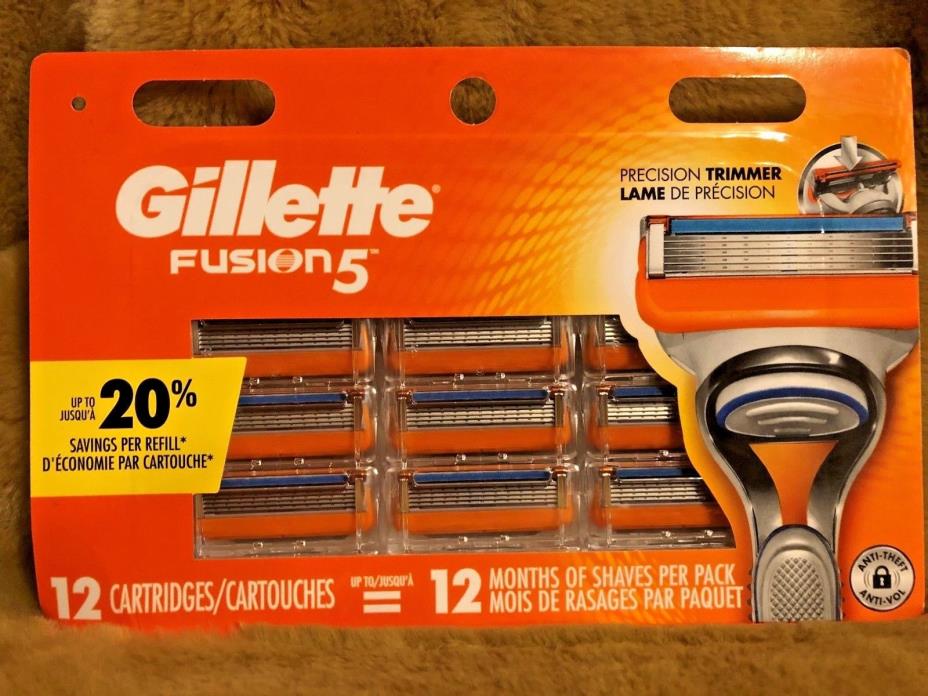 Gillette Fusion 5 Refill Razor Blades Cartridges 12 SEALED FREE SHIP NEW