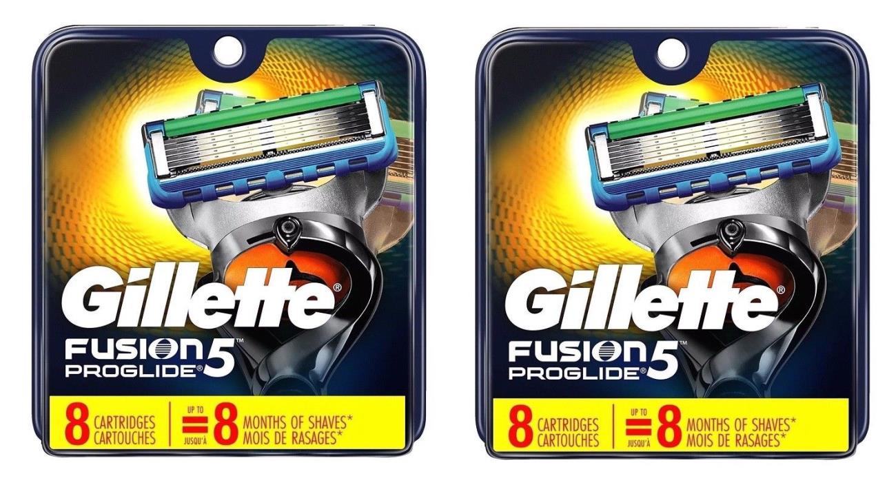 2 Packages of Gillette Fusion Proglide 5 Razor Blades 16 Cartridges