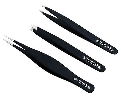 Macs Professional Brand Black 3 Pack Of Eye Brow/Plucking  Best Tweezers-07-1005