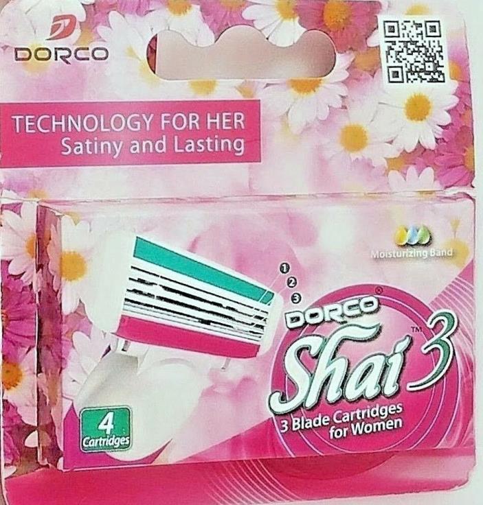Dorco Shai 3 Blade Cartridges For Women Refill, 4 Count. Fits PACE TRA2040