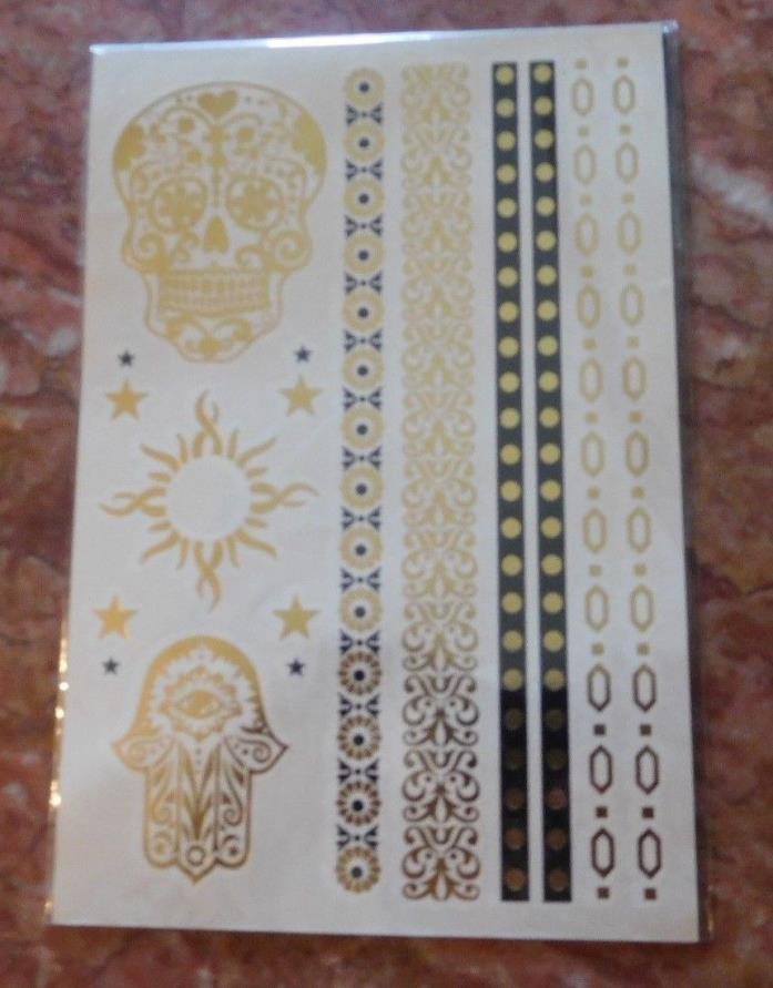 Temporary JewelryTattoos-1 Sheet-Sugar Skull Tattoo Included-Other Tattoos Also