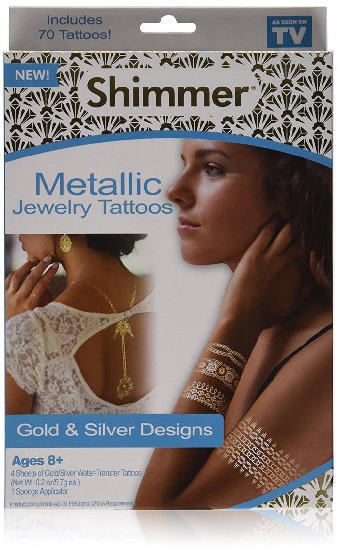 As Seen On TV Shimmer Metallic Jewelry Tattoos New in Box