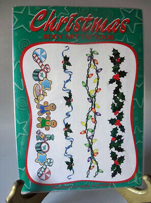 Holly Lights Candy Canes Drum Candy Stars Christmas Wrist Temporary Tattoos