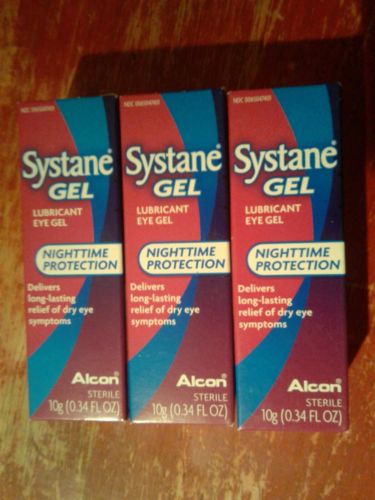 3x Systane Gel Nighttime Protection Lubricant Eye Gel 10g (0.34 fl oz) by Alcon.