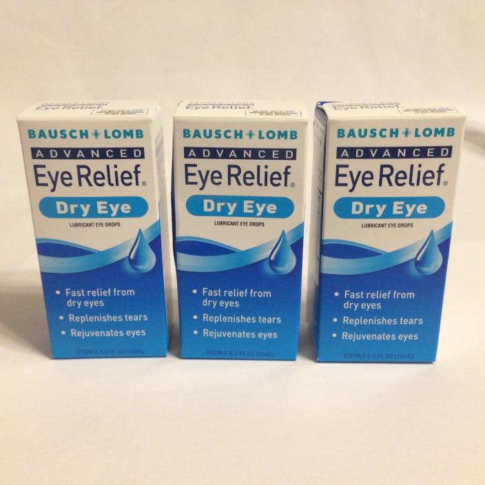 Lot of 3 Bausch Lomb Advanced Eye Relief Lubricant Eye Drops 0.50 oz