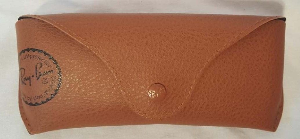 RAY BAN Tan Brown Leather Case for Aviator Sunglasses Snap Travel