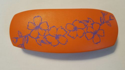 Purple Flowered Orange Eye Glasses / Sunglass Case, 6 inches, Free Shipping!