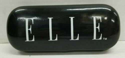 ELLE Black with White Letters Leather Clamshell Eyeglass Case