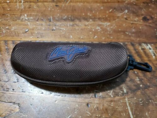 Maui Jim Sunglasses Eye Glasses Case Zip Around Clam Shell Brown w Belt Clip