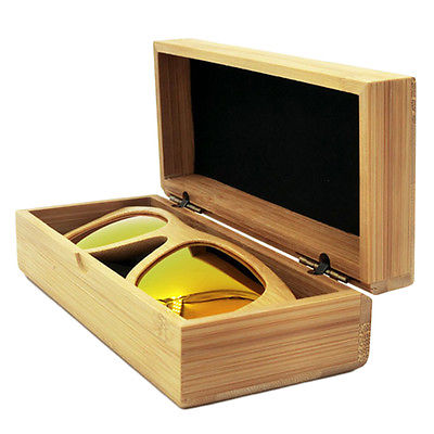 Rectangle Wood Grain Hard Eyewear/Sunglasses Storage Clamshell Case Box QK JN