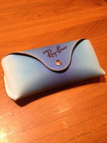 RAY-BAN Sunglasses Case Gradient White Aqua Blue Tie Dye Snap Closure