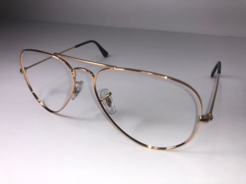 Ray-Ban RB 3025 001 Gold Brown Designer Eyeglass Frame Men Aviator Large Glasses