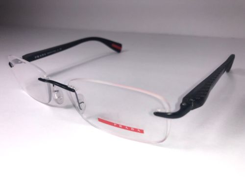 PRADA VPS 53D Eyeglass Frame 1BO-1O1 Sport Glasses Carbon Fiber Black Rimless