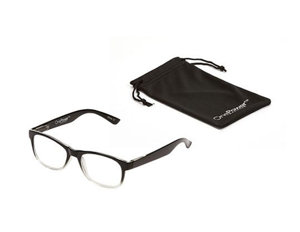 One Power Readers - Round / Black / Clear Frame 0.5-2.5x w/Microfiber Case