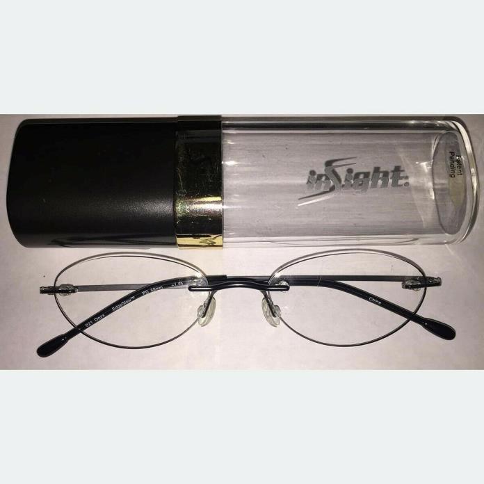 Frameless +1.75 Oval Onyx Insight Edgeglow Reading Glasses