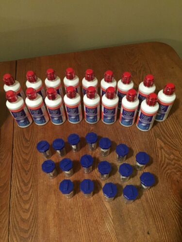 Lot Of 17 Clear Care Contact Lense Cleaner Solution AND Storage Cases