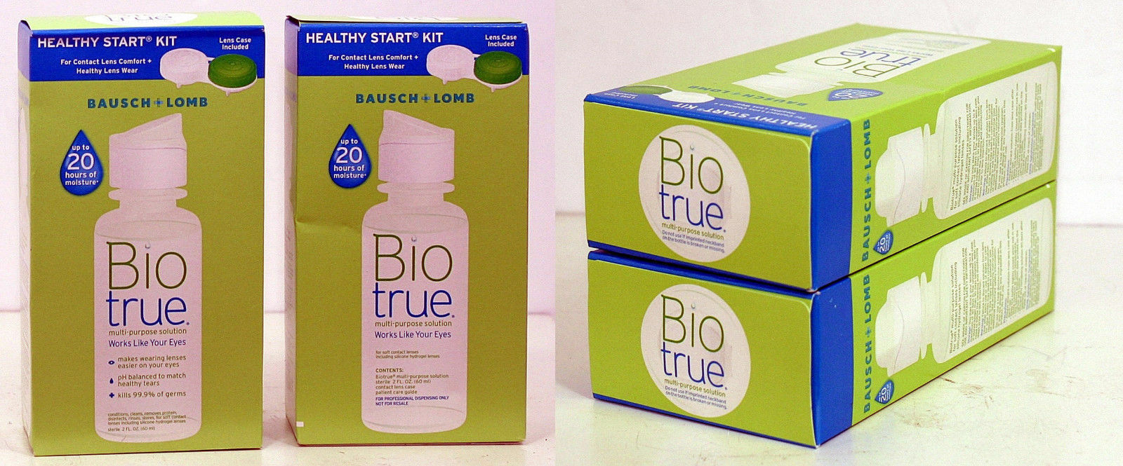 (2) Pack Bausch+Lomb Biotrue Healthy Start Kit (solution + lens case) EXP 2/19
