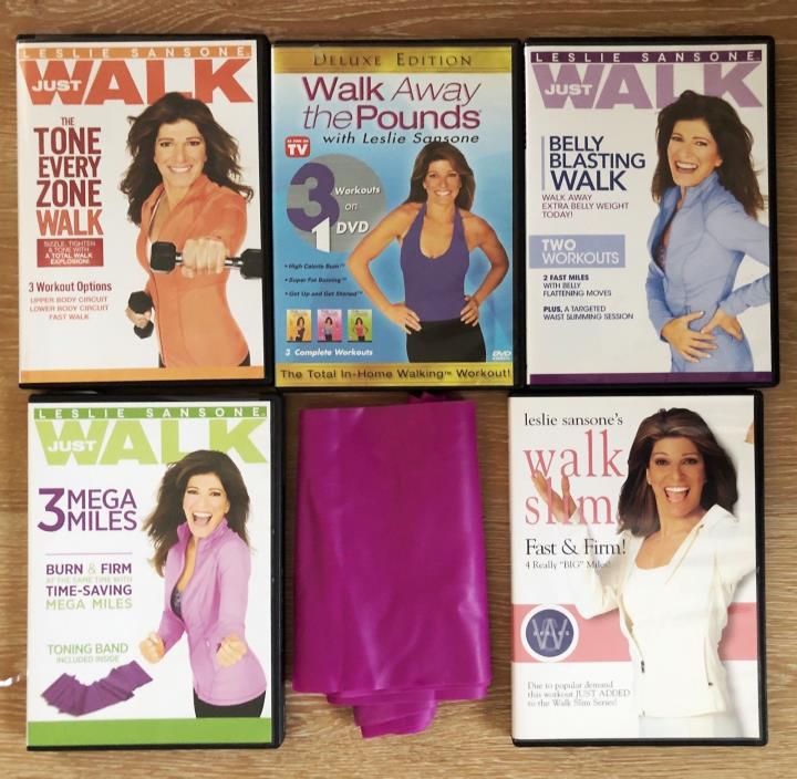 Leslie Sansone WALK AWAY THE POUNDS and Toning Band  (lot of 5 DVDs)