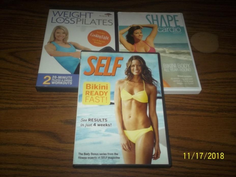 Shape Cardio, Weight Loss Pilates & Self Bikini Ready Fast  DVD Lot