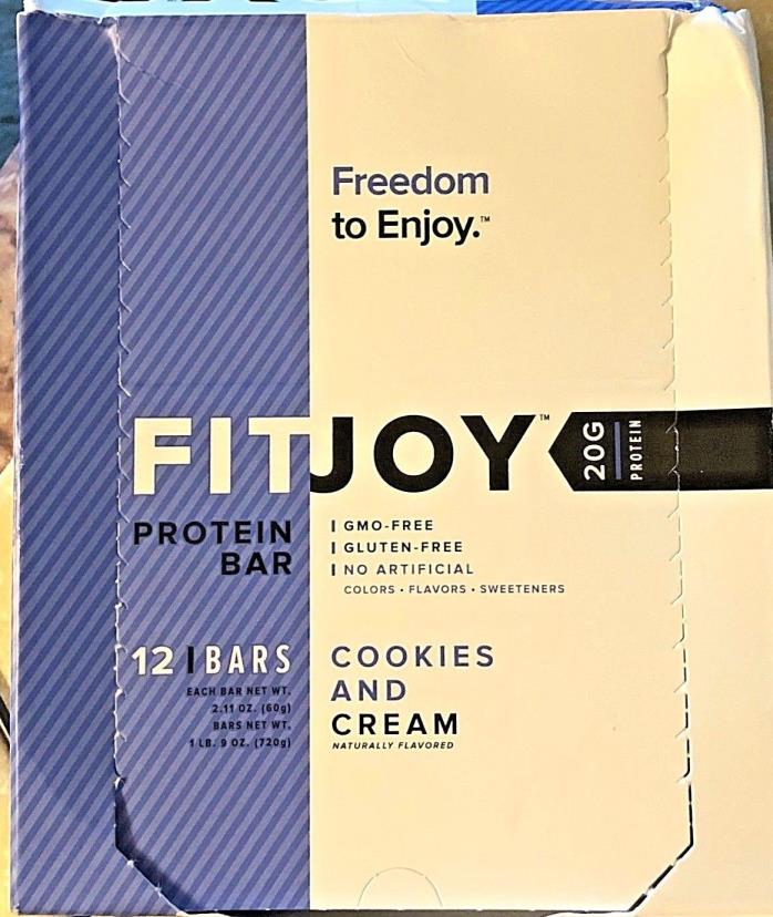 2 Boxes (24 Bars)  FITJOY Cookies And Cream Protein Rich 2.11 oz, Best by 10/19