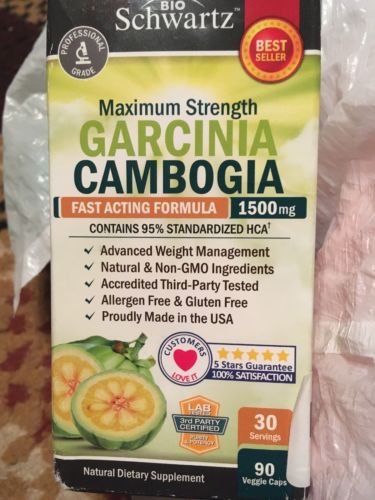 Bio Schwartz Garcinia Cambogia 1500mg Fast Acting 90 Veggie Caps Exp 11/2019