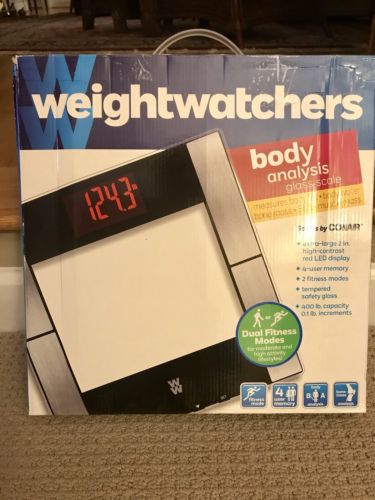 Weight Watchers Body Analysis Glass Scale bathroom fitness 4 User Memory