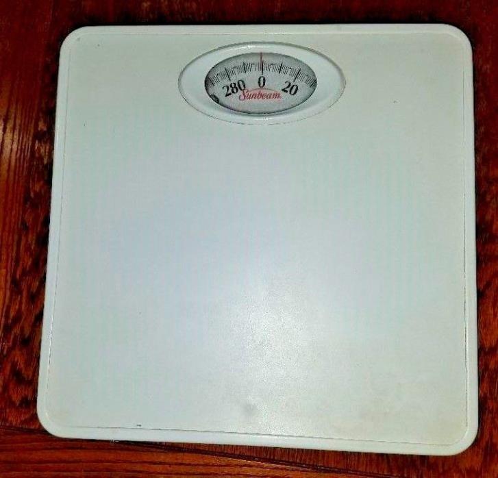 Used Sunbeam Analog Healthometer Bathroom Scale in pounds - white, works great