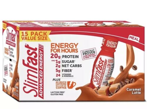 SlimFast Advanced Energy Caramel Latte Ready to Drink High Protein Shake 15 Pack