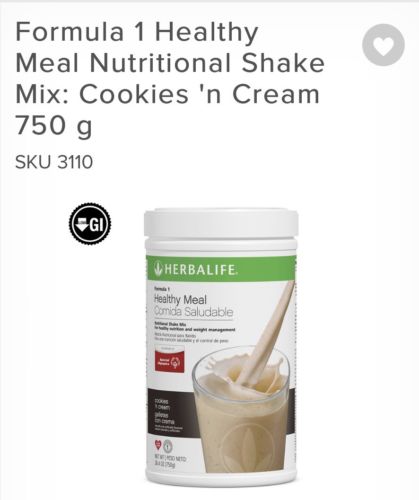 3x Formula 1 HealthyMeal Nutritional Shake Mix Cookies 'n Cream 750 g Herbalife