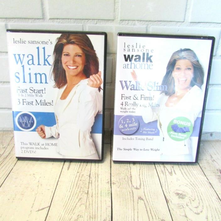 Leslie Sansone DVDs Lot of 2 WALK SLIM Walk At Home Program 3 Miles 4 Miles
