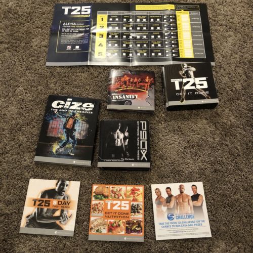 Beachbody T25 Alpha And Beta P90x Insanity Cize Workout DVDs Meal Book