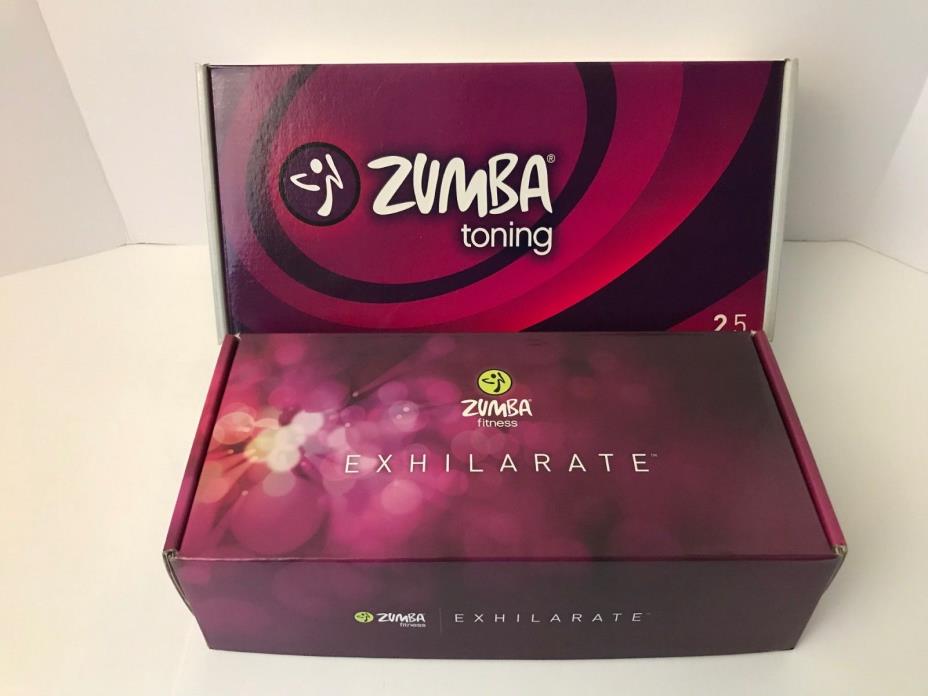 Zumba Fitness Exhilarate 7 DVD Set AND Zumba 2.5 lb Toning Sticks ~ EUC