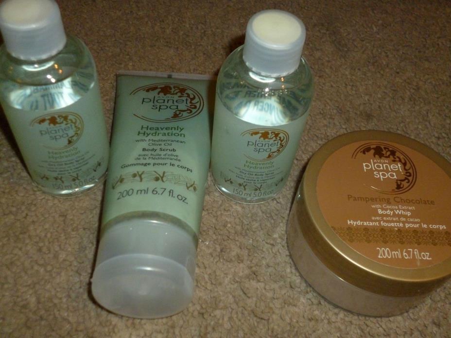 Avon Planet Spa Pampering Mask, Body Whip, Body Wash 4 pieces