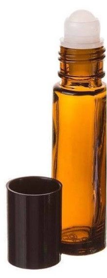 48 Amber 10 ml Roll On Bottles Glass Roll on W/BLACK Cap Aromatherapy Essential