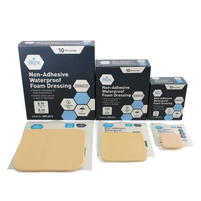 Waterproof Non Adhesive Bordered Foam Dressing By MedPride, ,4×4?,10Pcs/box