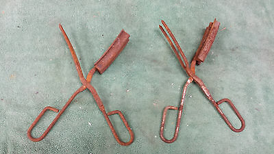 Antique Hair Crimper Curler Iron Primitive  Home Metal Handle Collectible PAIR !