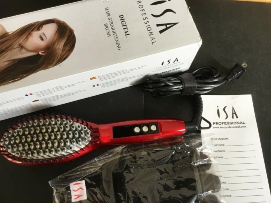 ISA Hair Straightener Brush Ceramic Heating Hair Straightening DIGITAL brush