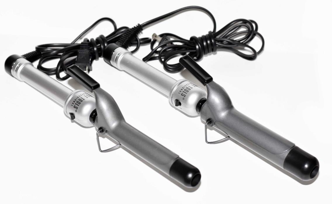 LOT of 2 Hot Tools Diamond Platinum Salon Curling Iron 1 inch & 1.25