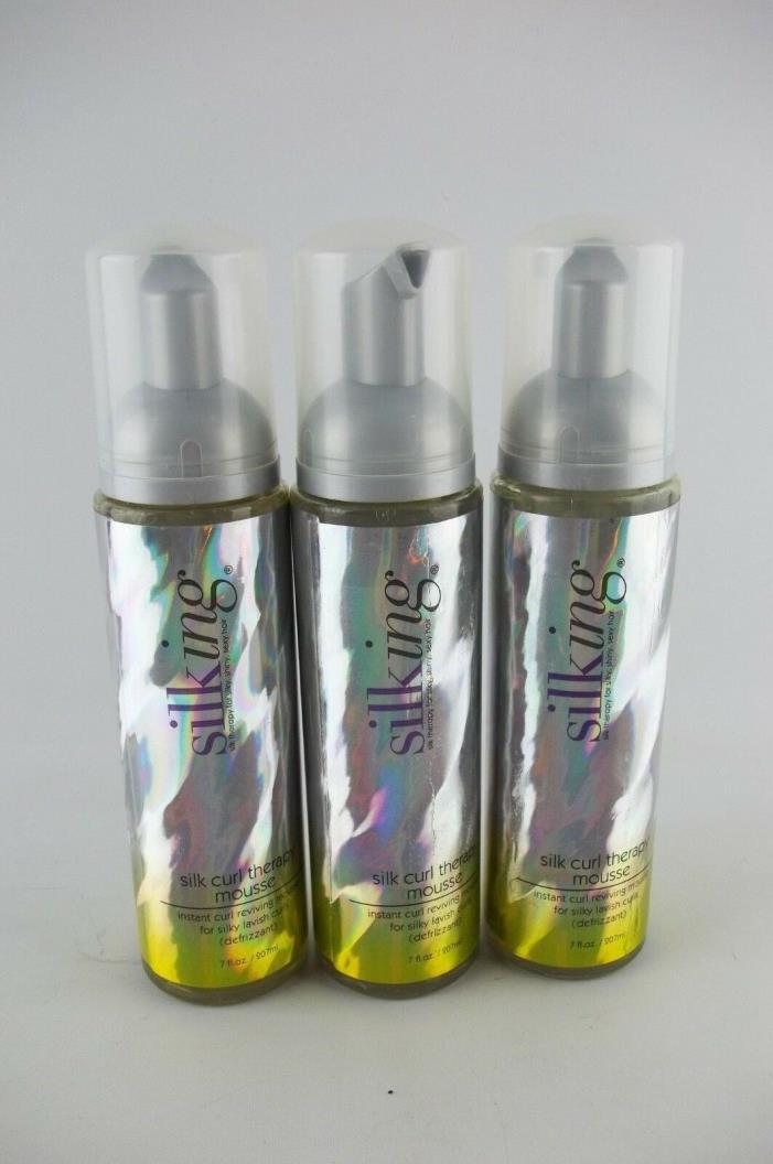 3-PACK SILKING Silk Curl Therapy Foam Mousse, Defrizzant, Curl-Reviving 7 oz.