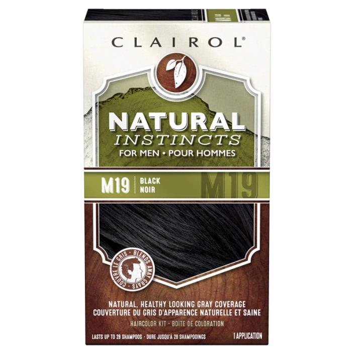 Clairol Natural Instincts Semi-Permanent Hair Color Kit For Men 3 Pack M19 Black