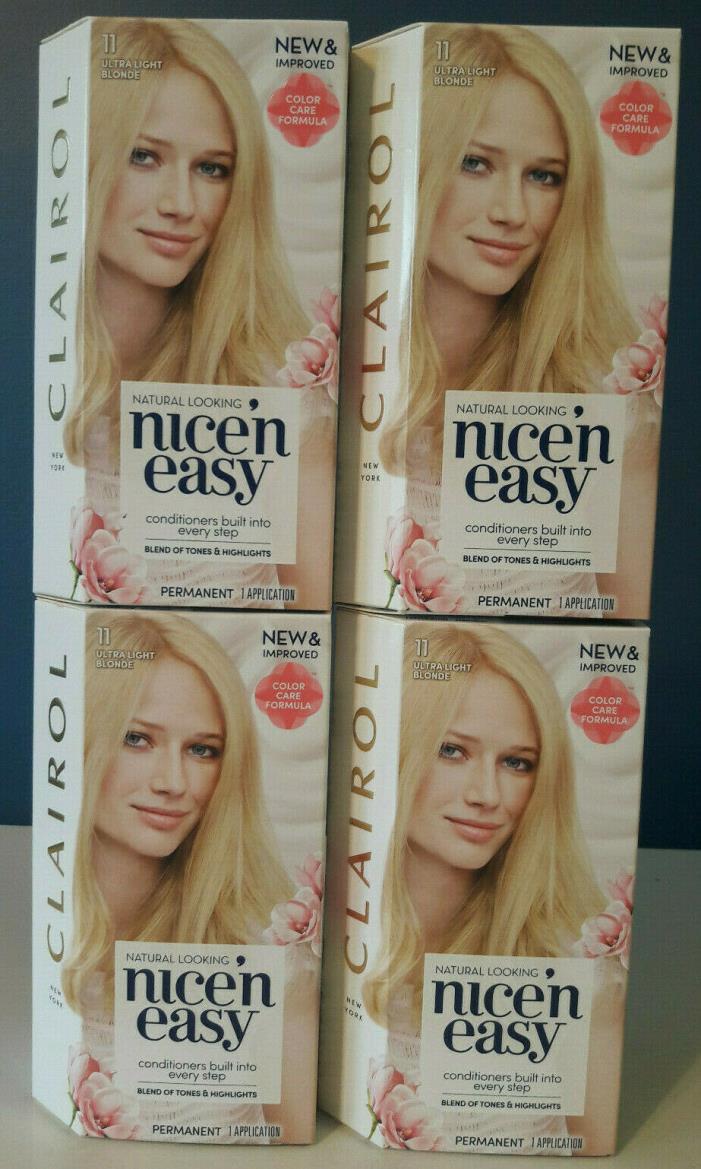 Lot of (4) CLAIROL Nice'n Easy #11 Ultra Light Blonde Permanent Hair Color