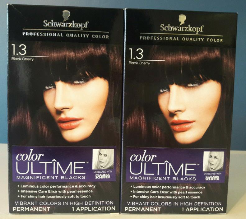 LOT OF (2) SCHWARZKOPF MAGNIFICENT BLACK PERMANENT HAIR COLOR/ #1.3 BLACK CHERRY