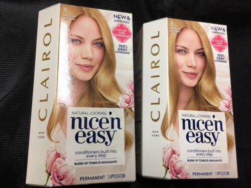 Lot of 2 Clairol Nice N Easy Permanent Hair Color 8 Medium Blonde Gray Coverage