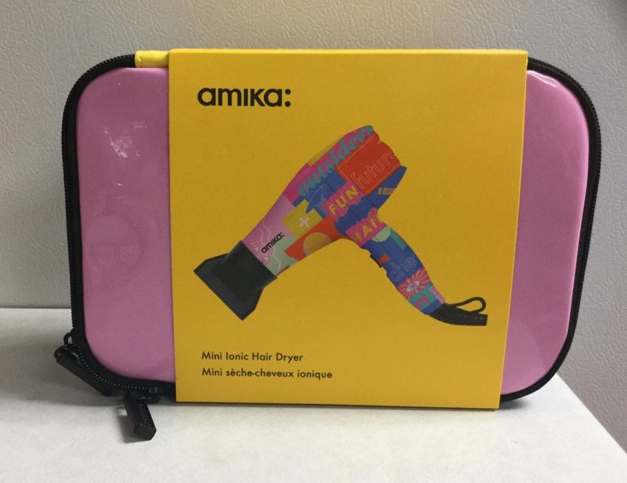 amika Mini Ionic Hair Blow Dryer 1200 Watts with travel case