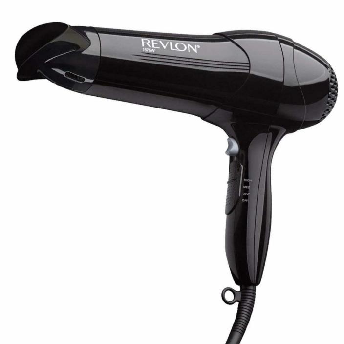 New Revlon 1875 Watt Full-Size Turbo Hair Dryer Blower Black 3 Speeds Blowdryer