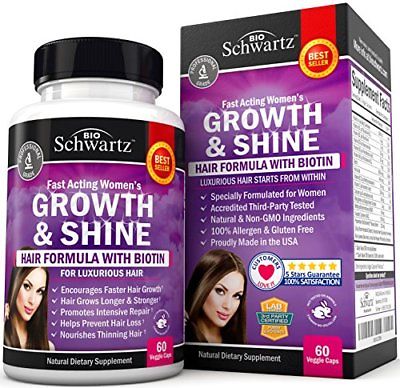 Hair Growth Vitamins with Biotin. Exclusive Hair Growth Product for Women for Lo